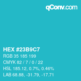 Color code: HEX #23B9C7 | qconv.com