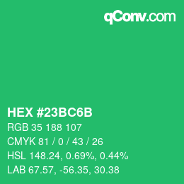 Color code: HEX #23BC6B | qconv.com