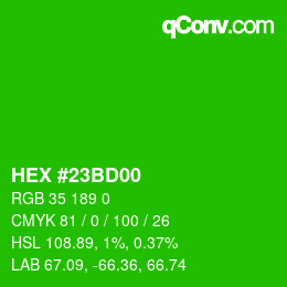 Código de color: HEX #23BD00 | qconv.com