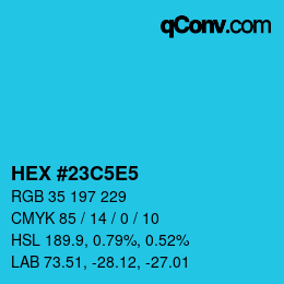 Farbcode: HEX #23C5E5 | qconv.com