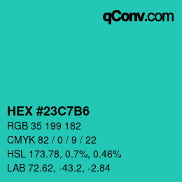 Color code: HEX #23C7B6 | qconv.com