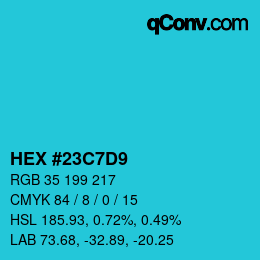 Color code: HEX #23C7D9 | qconv.com