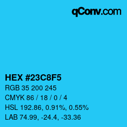 カラーコード: HEX #23C8F5 | qconv.com