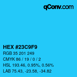 Color code: HEX #23C9F9 | qconv.com