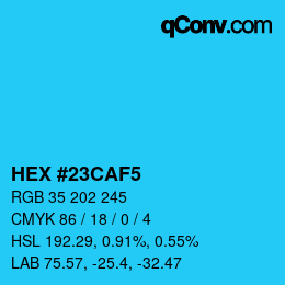 Color code: HEX #23CAF5 | qconv.com