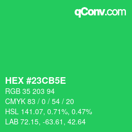 カラーコード: HEX #23CB5E | qconv.com