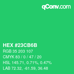 Color code: HEX #23CB6B | qconv.com