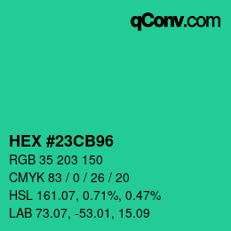 Color code: HEX #23CB96 | qconv.com