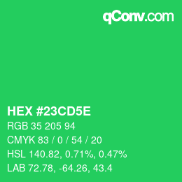 Farbcode: HEX #23CD5E | qconv.com