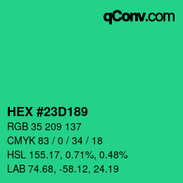 颜色代码: HEX #23D189 | qconv.com