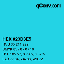 Color code: HEX #23D3E5 | qconv.com