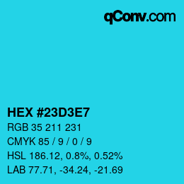 Color code: HEX #23D3E7 | qconv.com