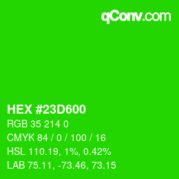 颜色代码: HEX #23D600 | qconv.com