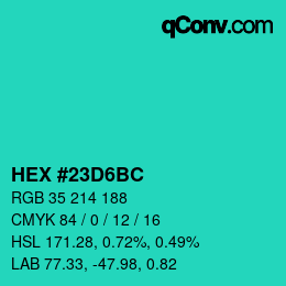 Color code: HEX #23D6BC | qconv.com