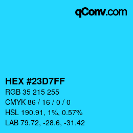 Color code: HEX #23D7FF | qconv.com