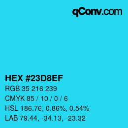 Color code: HEX #23D8EF | qconv.com