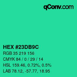 Color code: HEX #23DB9C | qconv.com