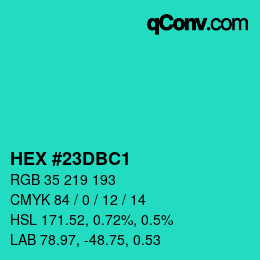 Código de color: HEX #23DBC1 | qconv.com