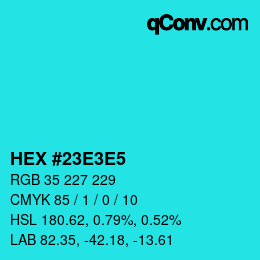 Color code: HEX #23E3E5 | qconv.com