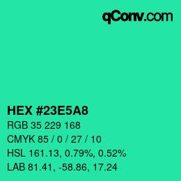 Color code: HEX #23E5A8 | qconv.com