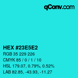 Color code: HEX #23E5E2 | qconv.com