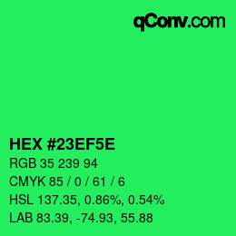 Código de color: HEX #23EF5E | qconv.com