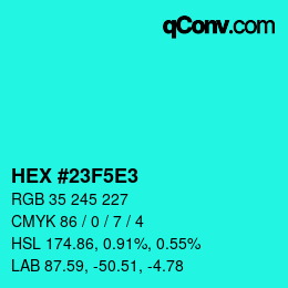 Color code: HEX #23F5E3 | qconv.com