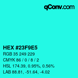 Color code: HEX #23F9E5 | qconv.com