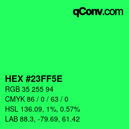 Código de color: HEX #23FF5E | qconv.com