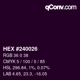 Color code: HEX #240026 | qconv.com