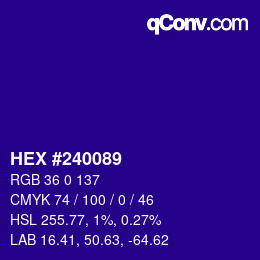 Color code: HEX #240089 | qconv.com