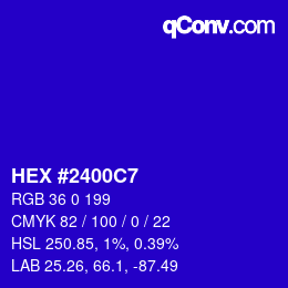 Color code: HEX #2400C7 | qconv.com