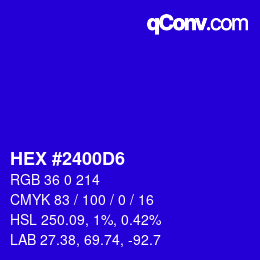 Código de color: HEX #2400D6 | qconv.com