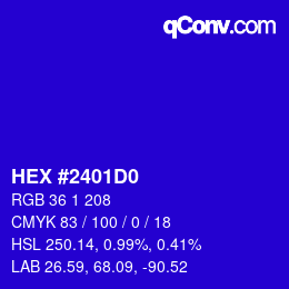 Color code: HEX #2401D0 | qconv.com