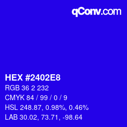 Color code: HEX #2402E8 | qconv.com
