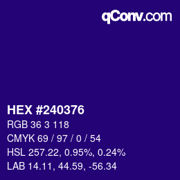 Color code: HEX #240376 | qconv.com
