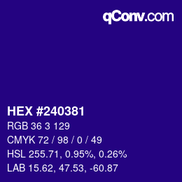カラーコード: HEX #240381 | qconv.com