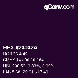 Color code: HEX #24042A | qconv.com