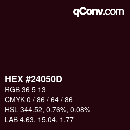 Color code: HEX #24050D | qconv.com