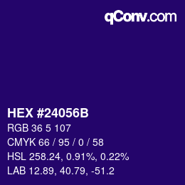カラーコード: HEX #24056B | qconv.com