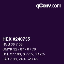 Farbcode: HEX #240735 | qconv.com
