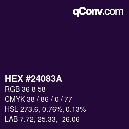 颜色代码: HEX #24083A | qconv.com