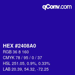 Color code: HEX #2408A0 | qconv.com