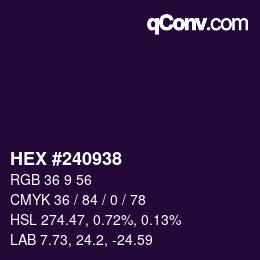 カラーコード: HEX #240938 | qconv.com