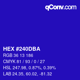 Color code: HEX #240DBA | qconv.com