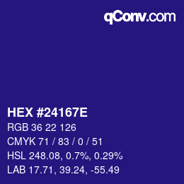Color code: HEX #24167E | qconv.com