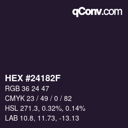 Color code: HEX #24182F | qconv.com