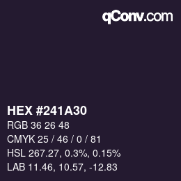 カラーコード: HEX #241A30 | qconv.com