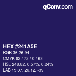 Color code: HEX #241A5E | qconv.com
