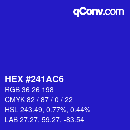 Color code: HEX #241AC6 | qconv.com